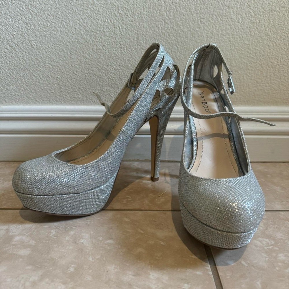 Silver Glittery Pump Heels